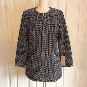 NWT ZARA Women Jacket, Navy Blue and White, XL
